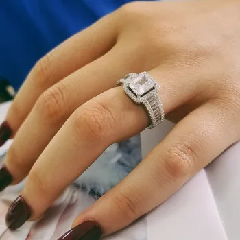Pravi original trdna pravi modni najnovejše design sterling srebro AAA cirkonij ženske, nakit zaročni prstan osebno R4607