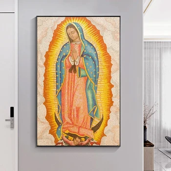 Preblažena Devica Marija je Pokončno Krščansko Tradicijo Platno Slikarstvo Plakati in Slike Vere Povzetek Wall Art za Dom Dekor