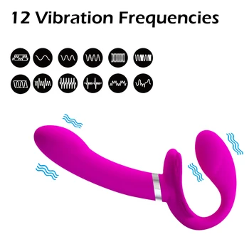 PrettyLove brez naramnic Strap-on Dildos Vibratorji Za Ženske 12 Hitro opozarjanje z Dvojno Penetracijo Strapon Vibrator Lezbični Seks Igrače