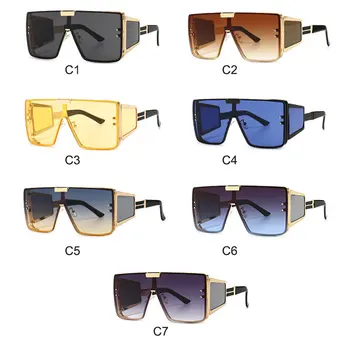 Prevelik Kvadratnih Vintage sončna Očala Ravno Top Enem Kosu sončna Očala Ženske Moški Gradient Velik Okvir Moda Eyeware Vožnje UV400