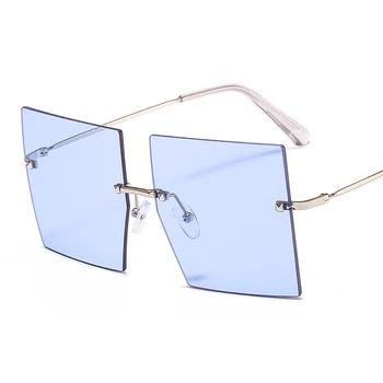 Prevelik Rimless Kvadratnih sončna Očala Ženske Unisex Modna Luksuzni Barvne Leče Big Odtenki Očala Ženske Oculo De Sol Feminino UV400
