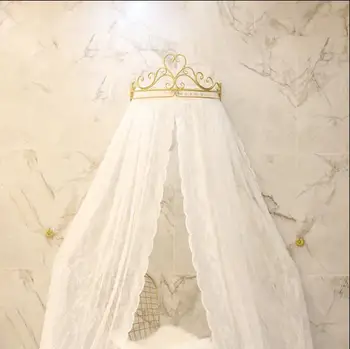Princesa Krono posteljo zavese čipke postelji zavese zaslona strop kupolaste komarjem Royal korejski poročno dekoracijo postelje zavese