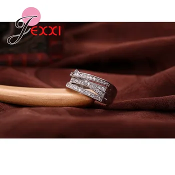 Prvotne Blagovne Znamke, Modni 925 Sterling Srebrni Nakit Kubičnih Cirkon Kristalno Posla Poročni Prstani Za Ženske Anillo Bijoux