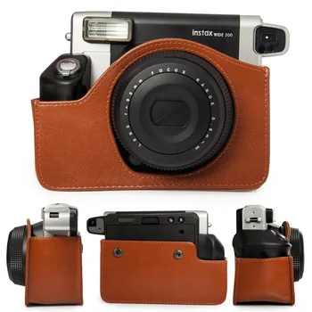 PU Usnje Ramenski Trak Vrečko Primeru Za Fujifilm Polaroid Instax Široko 300 Letnik Barva Instant Fotoaparat Nosite Pokrovček, Torbica