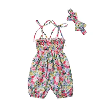 Pudcoco NAS Zalogi Ljubek Newborn Baby Dekle Cvetlični Romper brez Rokavov Cvjetnim Tiskanja Jumpsuit 2PCS Obleke Sunsuit