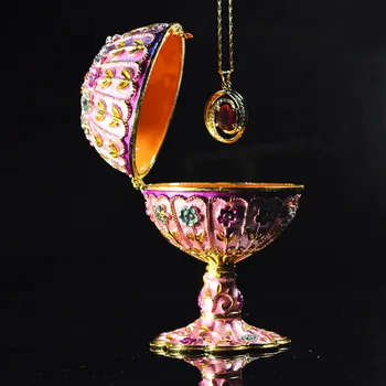 QIFU Kovinske Obrti Roza Faberge Slog Jajce za Poročno Dekoracijo