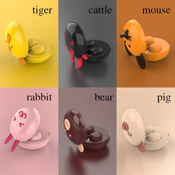 Risanka Design Critter Slušalke Otroci Slušalke Mini Pet Krava, Mačka Rogovi Miško Tws Čepkov Brezžični Bluetooths V Uho Telefon