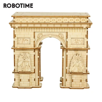 Robotime 118pcs DIY 3D Arc de Triomphe Lesene Puzzle Igra Priljubljena Igrača Darilo za Otroke Teen Odraslih TG502