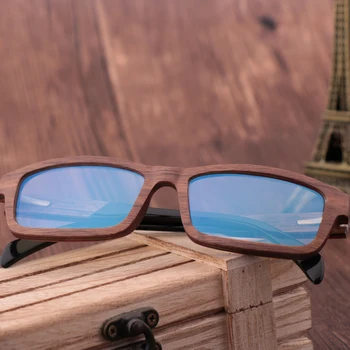 Ročno Kvadratnih Modra Svetloba Očala Proti Modri Žarki Sevanja Blokiranje Očala Moški Ženske Računalnik, Ravno Ogledalo Ebony Lesena Očala