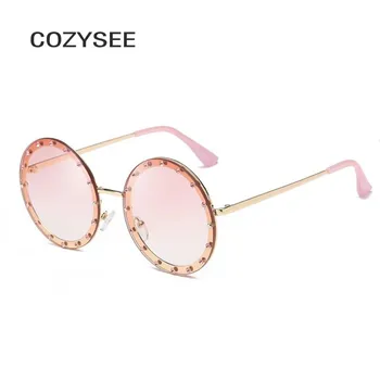 Rožnata očala krog vintage sončna Očala blagovne znamke oblikovalec Ženske Ovalne sončna Očala Ženske retro kovinski Diamond okvirja oculos krog odtenek