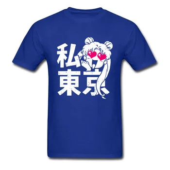 Sailor Moon T-shirt Moški Srce Tokyo T Shirt Kawaii Oblikovalec Oblačil Znanih Anime Tshirt Moški Black Tees Bombaž Vrhovi