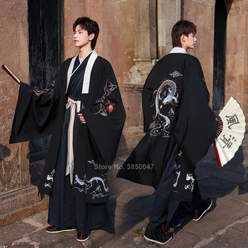 Samurai Človek Kimono Nastavite Zmaj Tiskanja Harajuku Stari Letnik Moški Tradicionalni Japonski Oblačila Sklop Kitajski Hanfu Uspešnosti