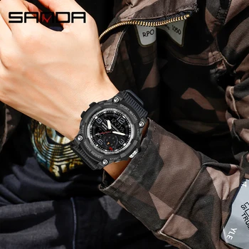 Sanda Posebne Sile Vojaške Straže Shockproof Dual Display Športno ročno uro moško Elektronski Watch 2020 Digitalne Svetlobna Ura