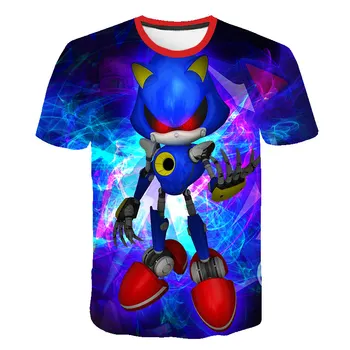 Sonic hedgehog natisnjeni T-shirt fantje in dekleta modni T-shirt 3D tiskanje smešno animacije 2020 nova otroška Majica Kratek Rokav
