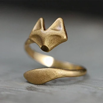 Srčkan Živali Golden Fox Obliko Lepe Ženske Prstani Poročni Zaročni Prstan Banket Stranka Pribor Nakit