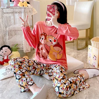 Strip Disney Minnie veverica pomlad&jeseni pižamo ženski jeseni srčkan risanka dolgo oplaščeni v prahu domov storitev bo ustrezala pižami