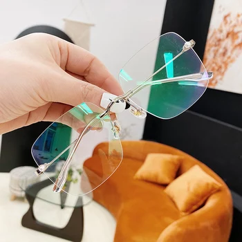 TAKO&EI Moda Kvadratnih Rimless Ženske Očal Okvir Jasno, Anti-Blu-Ray Leče za Očala Ženski Optični Buljiti Pearl Očala Okvir