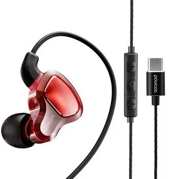 Tip C Slušalke Dynamic Drive Hi-fi USB-C Čepkov V uho Bas Kovinski Šport Gaming Slušalke z Mikrofonom za Xiaomi Huawei