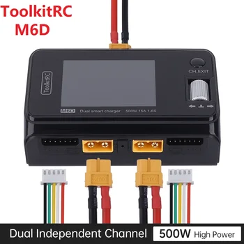 ToolkitRC M6D 15Ax2 Dual-channel Mini Polnilec Discharger za Izhod 1-6s Lipo LiHV Lev Pb NiMh baterije s 100W Power Adapter