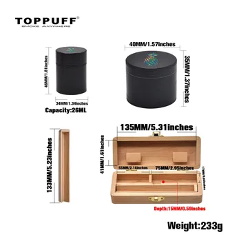 TOPPUFF Tobak Lesa Robo Primeru Box + Aluminija Tobak Zel Mlinček + Metal Kajenje Robo Shranjevanje Jar Dim Cevi Pribor