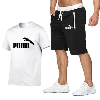 Trenirka moški 2020 moška oblačila sklop poletje fitnes športna oblačila tiskanje hlače+ majica s kratkimi rokavi moški bo ustrezala 2 kosa določa plus velikost