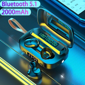 TWS Bluetooth 5.1 Slušalke Brezžične Slušalke 2000mAh Polnjenje 9D Stereo Šport Nepremočljiva Čepkov Slušalke Z Mikrofonom