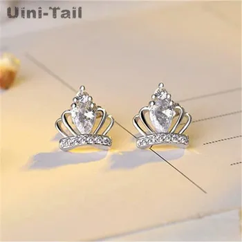 Uini-Rep vroče novih 925 sterling srebro korejski modni trend uho nakit sladko mikro-vdelan krono uhani prešitih