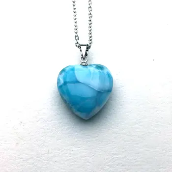 VANTJ na Naravno Modrem Larimar Obesek Srce Oblika Iz Dominika Gemstone Chrysoprase Za Ženske Moški Najboljše Darilo