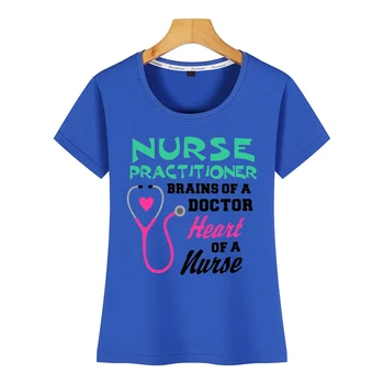 Vrhovi Majica s kratkimi rokavi Ženske medicinska sestra, zdravnik, možgani zdravnik srce a n Osnovna Črna Meri Tshirt Ženske