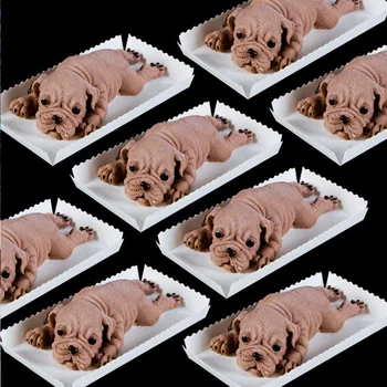 WALFOS Ljubek Pes Silikonsko Plesni Mousse Torta 3D Shar Pei Plesni Sladoled Jello Puding Pišu Hlajenje Orodje, Fondat Dekoracijo