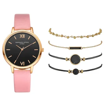 Woweinie 5pcs Set Top Modni Stil Žensk Luksuzno Usnje Pasu Analogna Quartz ročno uro Dame Watch Ženske obleke Reloj Mujer