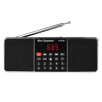 Y-618 Mini Fm Radio, Digitalni Prenosni Dvojni 3W Stereo Zvočnik Mp3 Predvajalnik Zvoka z Visoko Zvestobo Kakovost Zvoka W/ 2 Palčni Zaslon Scr