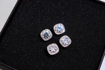 YANHUI Celo 925 Sterling Srebro Preprost Krog Bling Lab Stud Diamant Uhani, Modni Nakit korejski Uhani za Ženske Dekle