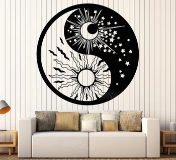 Yin Yang Simbol Sonca, Lune Budizem Zvezde Dan Noč Stenske Nalepke Doma Dekor Dnevna Soba, Spalnica Nalepko Z581