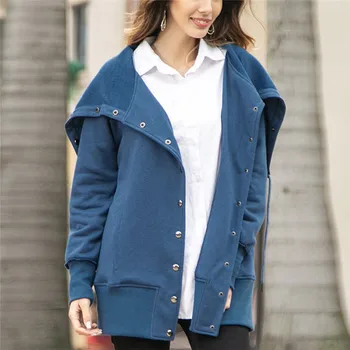 Yvlvol plus velikost ženske jakna vrvico šal barva gumb nezakonitih plašč ženski outwear Jeseni in pozimi 2019