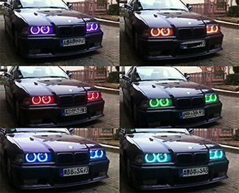 Za BMW E36 3 Serije z Euro žarometi 1992-1998 RF daljinski Bluetooth APP Multi-Barvni Ultra svetla RGB LED Angel Eyes kit