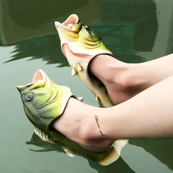 Zelena ribe strani unisex poletje copate za moške smešno PVC čevlji 2020 modni slog, fantje prostem copate