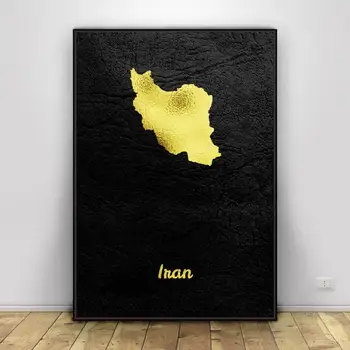 Zlati Zemljevid Iran Platno Stensko Slikarstvo Umetniških Slik, fotografij doma dekor Steni Plakat Dekoracijo Za dnevno Sobo