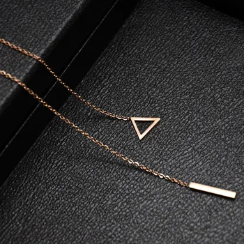Zlato barvo votlih trikotnik ogrlice & obeski kolye, novo preprosta iz nerjavečega jekla izjavo ogrlica za ženske najboljši prijatelj nakit