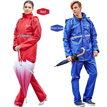 Zunanji dvojno plast odsevni trak moški ženske dežni plašč plašč, hlače, obleka športi, jahanje, ribolov, kampiranje plezanje dež orodja poncho