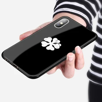 Črna detelja anime logotip Mehki silikonski Stekla Telefon primeru lupini kritje Za iPhone SE 6 6S 7 8 Plus X Xr Xs 11 Pro Max