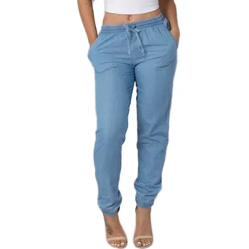 Ženska Jeans Elastični Pas Hlače Priložnostno Visok Pas, Jeans Priložnostne Modre Jeans Hlače Ženske Hlače Oblačila