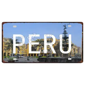 【YZFQ 】 30X15CM Peru Letnik Potovanja Kovinski Plakat Lima krajine Dekorativni Znaki Wall Art Restavracija Doma Dekor DC-1033A
