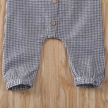 0-18 Mesecev Poletje Otrok Baby Girl Boy Oblačila Plaids Romper Jumpsuit Splošno Priložnostne Obleko,