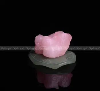 1 Par vklesan naravnih rose quartz mandarin raca na aventurine listov figur nastavite F513CL kristal ljubezni, naravni kamni in minerali