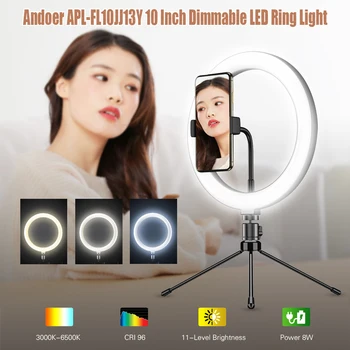 10 Inch Zatemniti LED Selfie Obroč Video Lučka 3000K-6500K LED Krog ro s koncesijo 96 s Namizni Stativ za Vlogging Živo