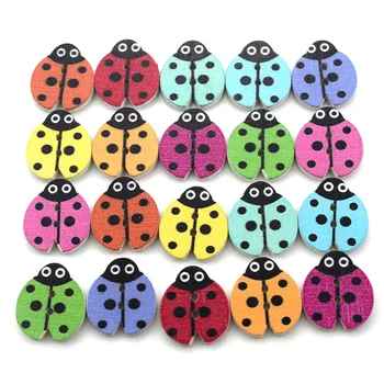 100 KOZARCEV Lesa Gumbi Mešani Ladybug Šivanje Dekorativni Gumbi Gumb za Scrapbooking Oblačilo DIY za Otroke, Oblačila Dodatki
