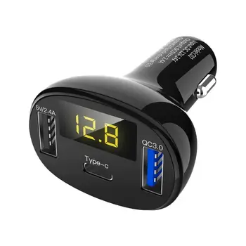 12V 24V Auto Čoln Dvojna Vrata USB QC 3.0 Tip C Avto Polnilec LED Voltmeter Mobilni Telefon Adapter za Pametni telefon GPS Tablet