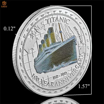 1912 RMS Titanic Veliko Ladjo in UK Kraljica Elizabeta II Silver Plated Euro Emajl Medaljo Spominski Kovanec Zbirka W/PCCB Polje