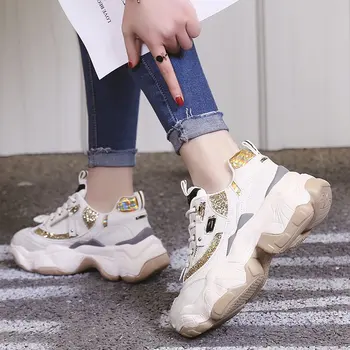 2019 blagovne Znamke Priložnostne Čevlji Ženske Mozaik Superge Platformo zapatos de mujer Pravega Usnja chaussures femme Ženske footware